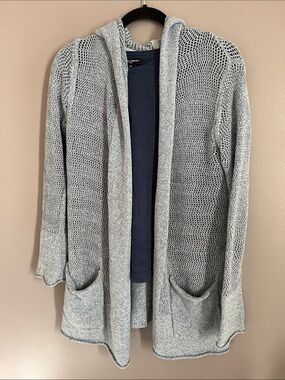Eddie Bauer Blue Hooded Cardigan